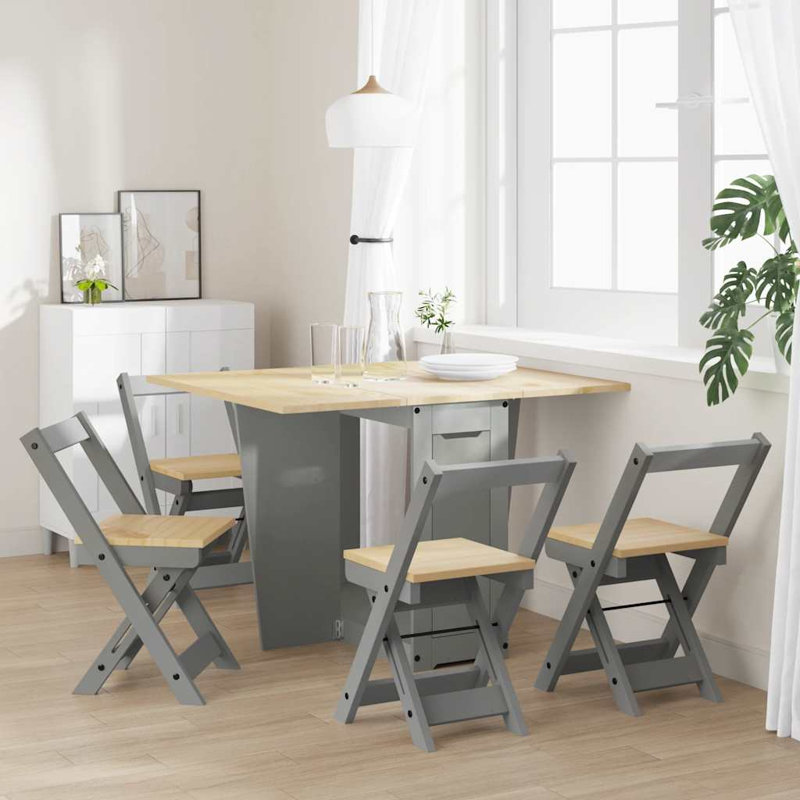 5 Piece Butterfly Dining Set Corona Foldable Pinewood, Grey
