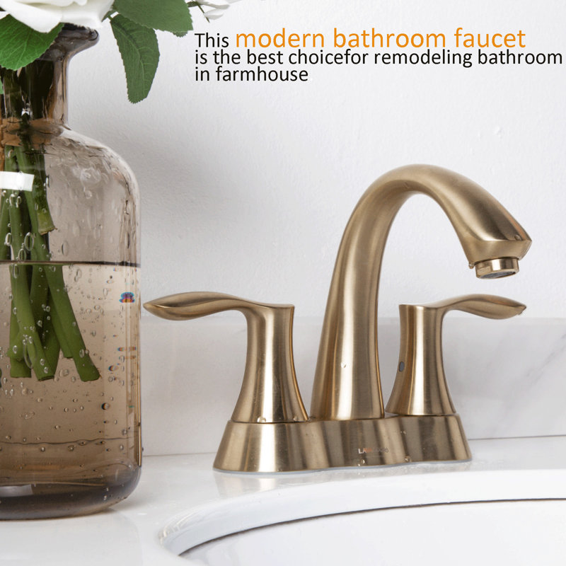 2-handle Bathroom Faucet with Drain Assembly, Champagne Bronze