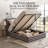 Modern Farmhouse Upholstered Platform Bed with Plaid Headboard and Lift Storage, Queen, Black And White Plaid-201137454-189862747