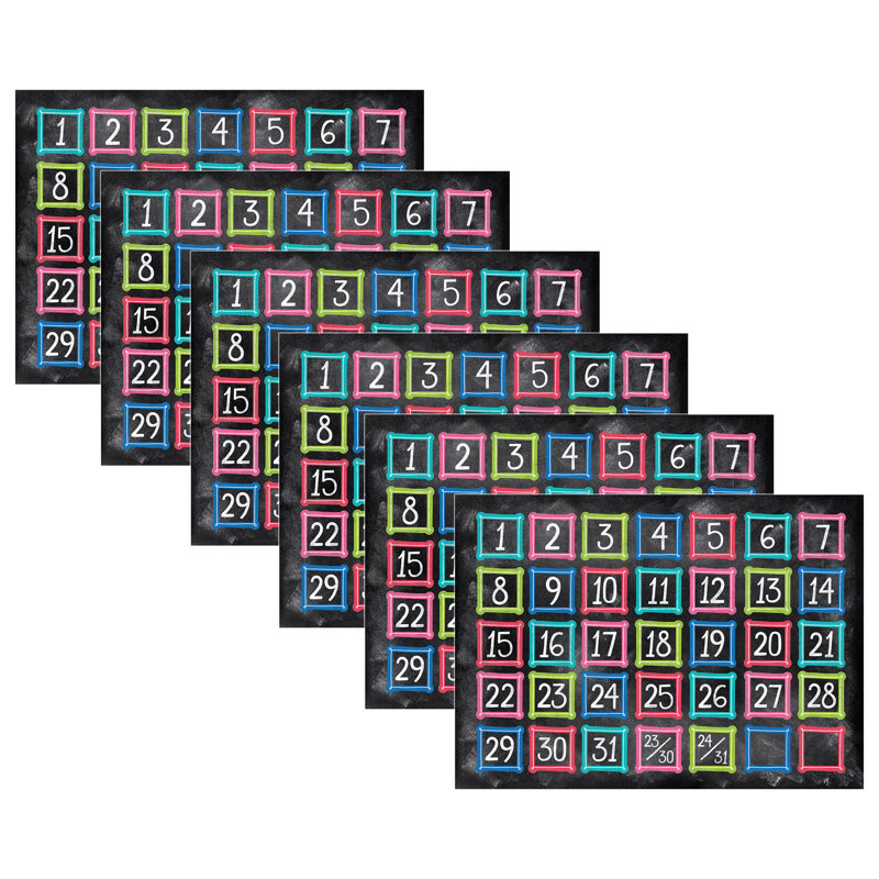 Colourful Chalk Calendar Days Set
