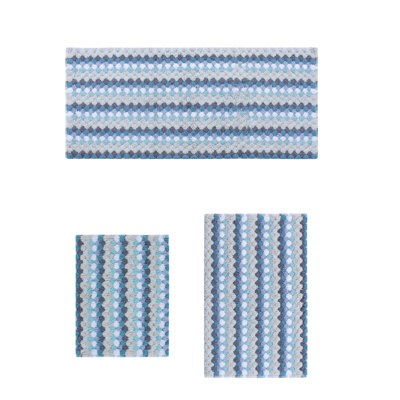 Macek 100% Cotton Bathroom Rug, Non Slip Bath Mat Machine Washable - 3PC Set with Runner