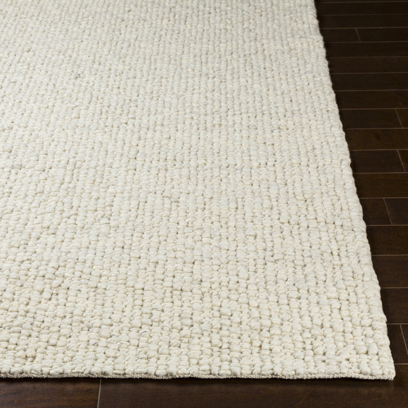 Tapis crème en laine tissé à la main Barden, Rectangle 2 pi x 3 pi