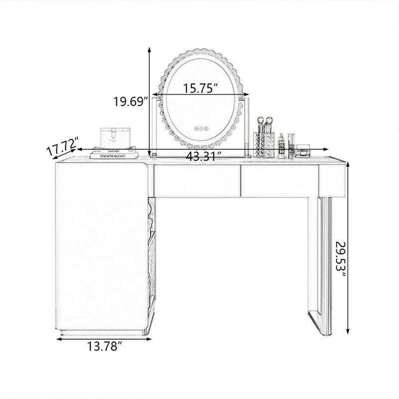 Makeup Vanity with Light mirror,2 drawers