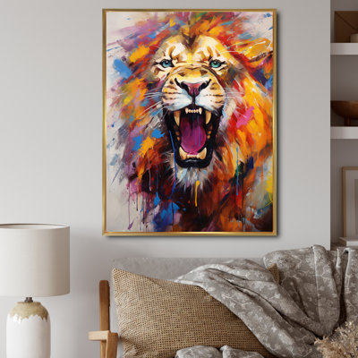 Abstrait lion rugissant - Lion, art mural