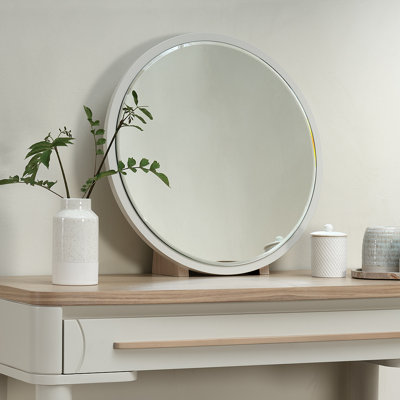 Solid Wood Round Floor Mirror