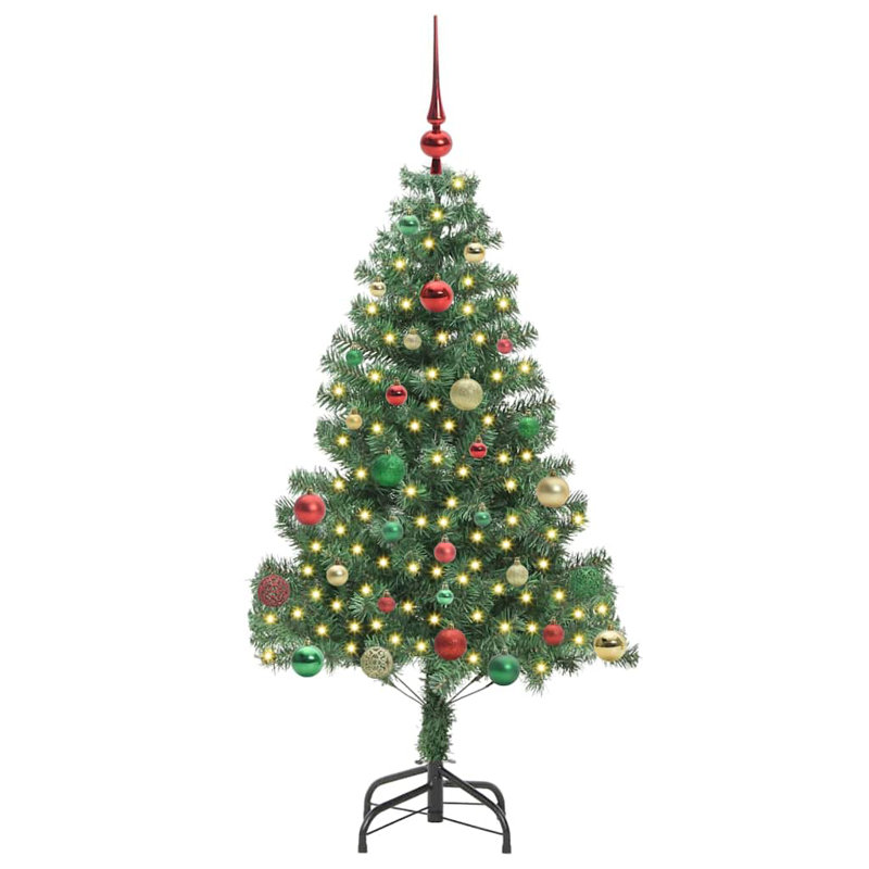 Christmas Tree with 150 LEDs with Stand 150 cm PVC, Red/Green/Gold