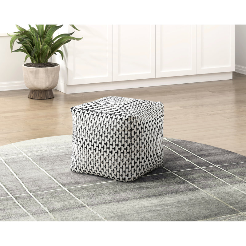 Modern Square Pouf , Fabric, Non-Slip Bottom, 300Lbs Weight Capacity, Multi-Color, 16X16x16 Multi-Color With 16" H X W D