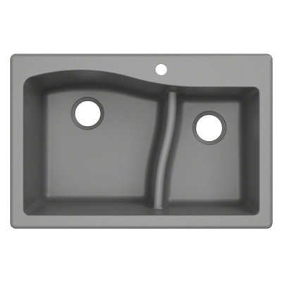 KRAUS Quarza™ 33" L Dual Mount 60/40 Double Bowl Granite Kitchen Sink