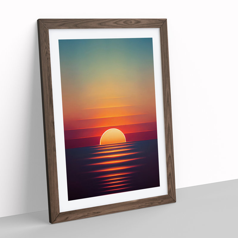 XV1022-638X An Uplifting Sunset View - Single Picture Frame Print, 34cm H x 25cm W x 2cm D, Walnut