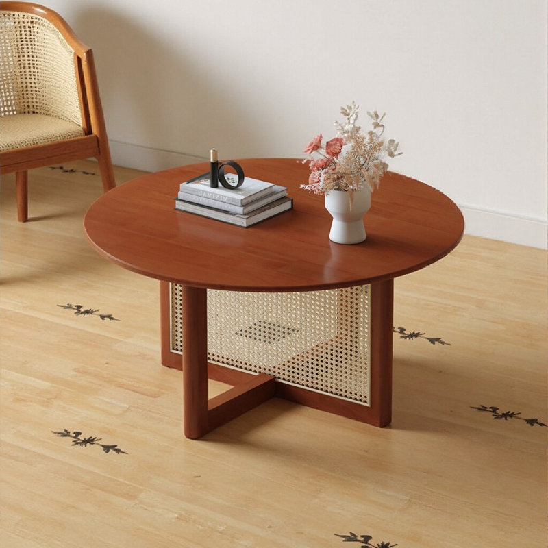 Table basse en rotin 33,5 po - Finition bois rouge foncé