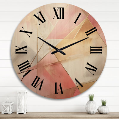 Golden Moon Dreams Retro Illustration II - horloge murale géométrique moderne surdimensionnée en bois