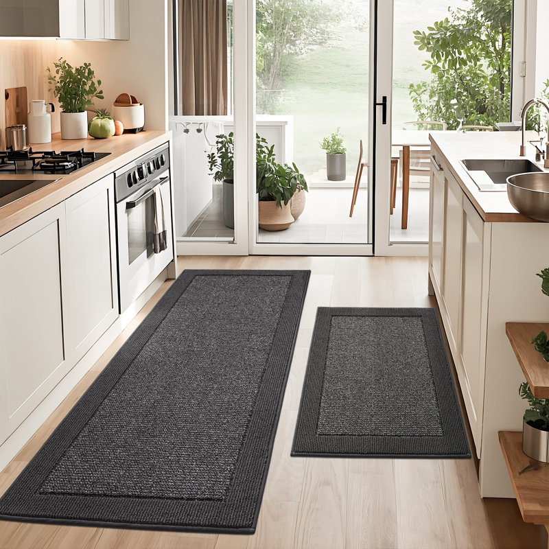 Traditional Anti-Fatigue Non-Skid Kitchen Mat, Dark Grey, Runner 61cm x 152.4cm