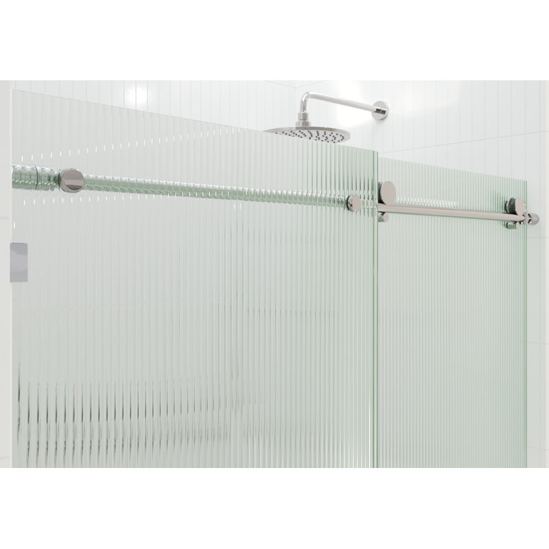 Galaxy 56 - 60 in. x 78 in. Fully Frameless Fluted Sliding Shower Door, Right Hand, Chrome