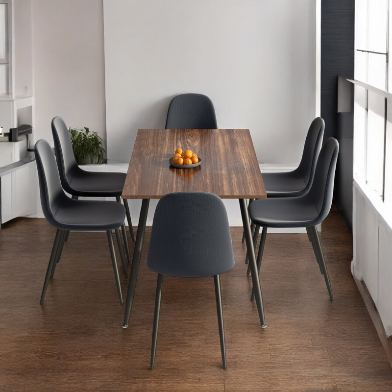 Ensemble repas pour 6 personnes Evaro, gris, Brun