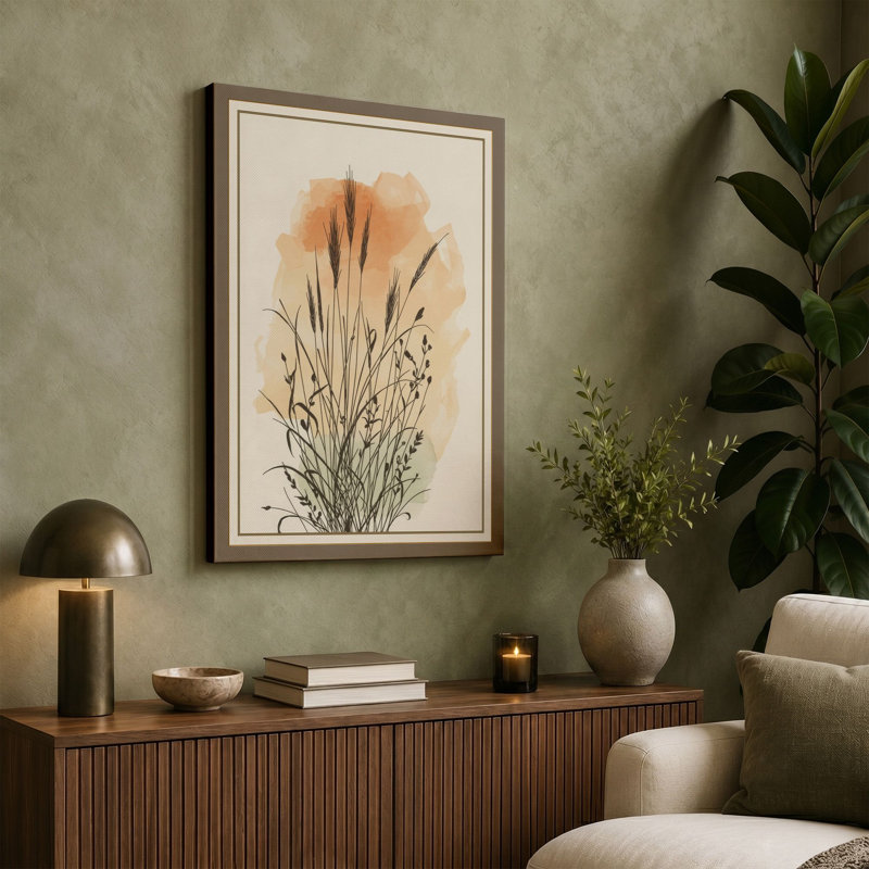 Ornamental Grass Study Botanical - Wrapped Canvas, 30x20 - 76.2 x 50.8 cm, Sage Border