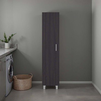 Slim Vertical Storage Cabinet with Fixed Shelf
