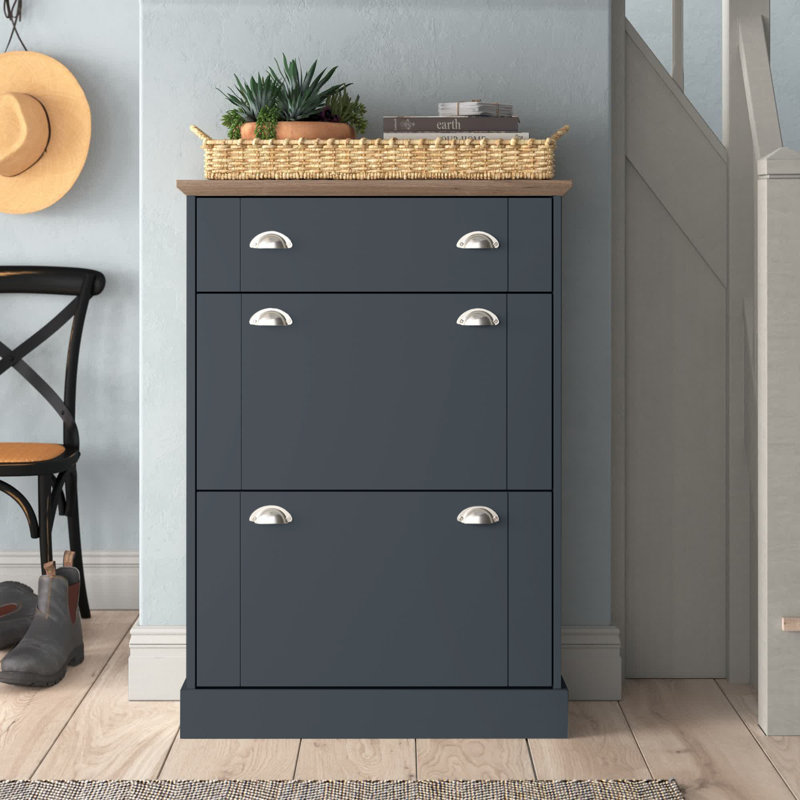 Brielle 12 Pair Shoe Storage Cabinet, Slate Blue