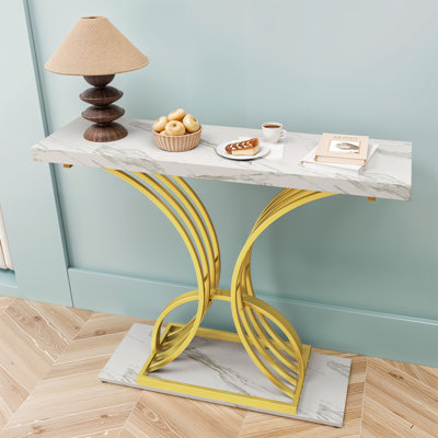 Console l 39,3 po avec plateau en faux marbre