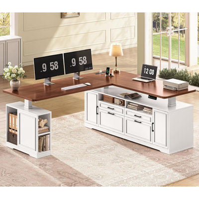 L Shaped Electric Standing Desk, 69" X 55"Height Adjustable Office Executive Desk