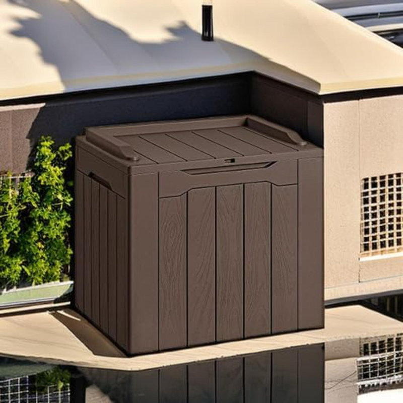 Gallon Resin Deck Box Outdoor Indoor Waterproof Storage Box For Patio Furniture Pool Accessories Storage For Cushion Garden Tools (30 Gallon