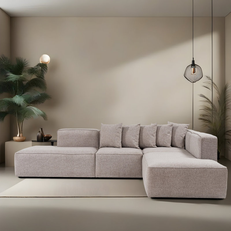 Canapé d’angle, Mélange de polyester crème