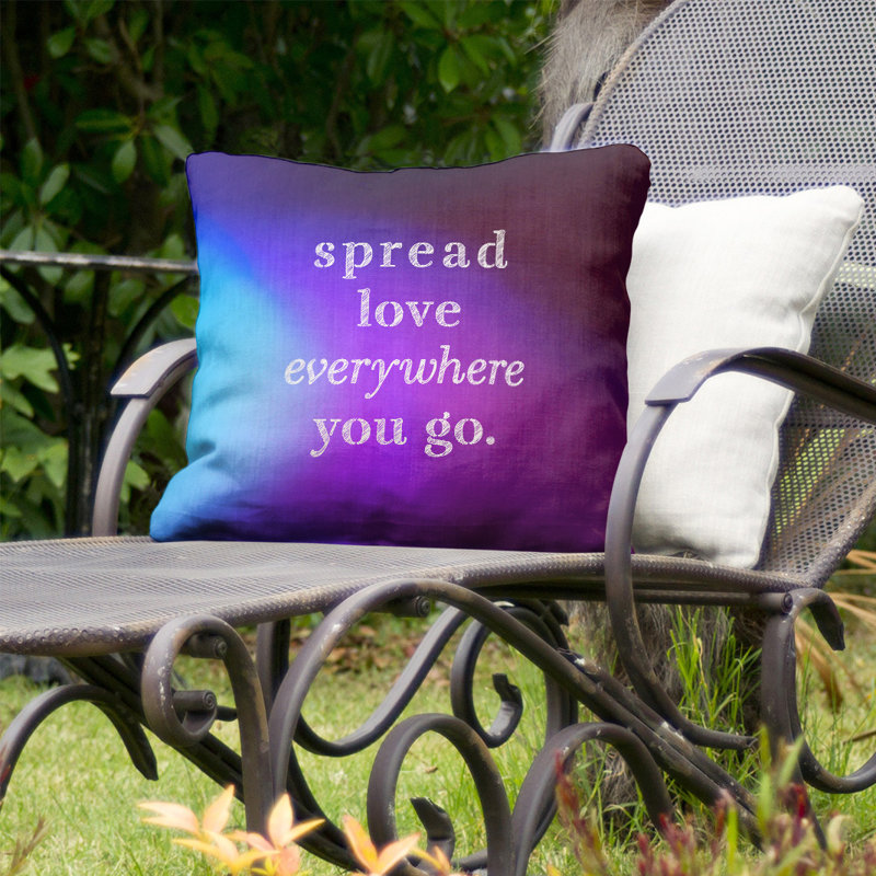 Spread Love Indoor/Outdoor Throw Pillow, 16" x 16", Blue/Purple