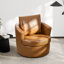 Fauteuil d'appoint pivotant en tonneau en cuir végétalien moderne 32,3 po de largeur avec accoudoirs courbés et coussin amovible (ensemble de 4)-1967526162