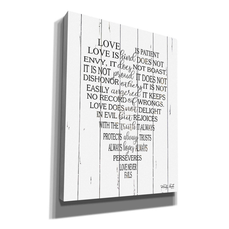 "Delayney Love Is patient II" sur toile par Cindy Jacobs, art textuel, H 16 po x l 12 po x P 0,75 po
