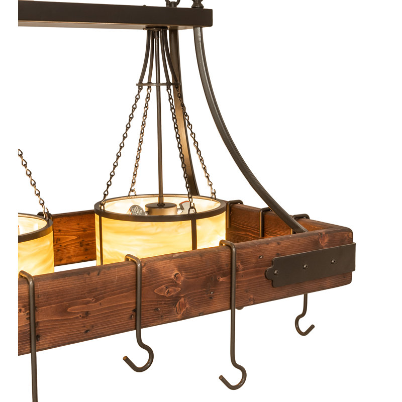 60" Long Steamboat 3 Light Pot Rack