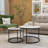 Nesting Coffee Table 2Pcs, 27.6Inch Round With Wood Marble Design Top And Strong Metal Frame, For Living Room Bedroom Balcony Yard, White Duo , Marble Pattern-1809829012-1809829010