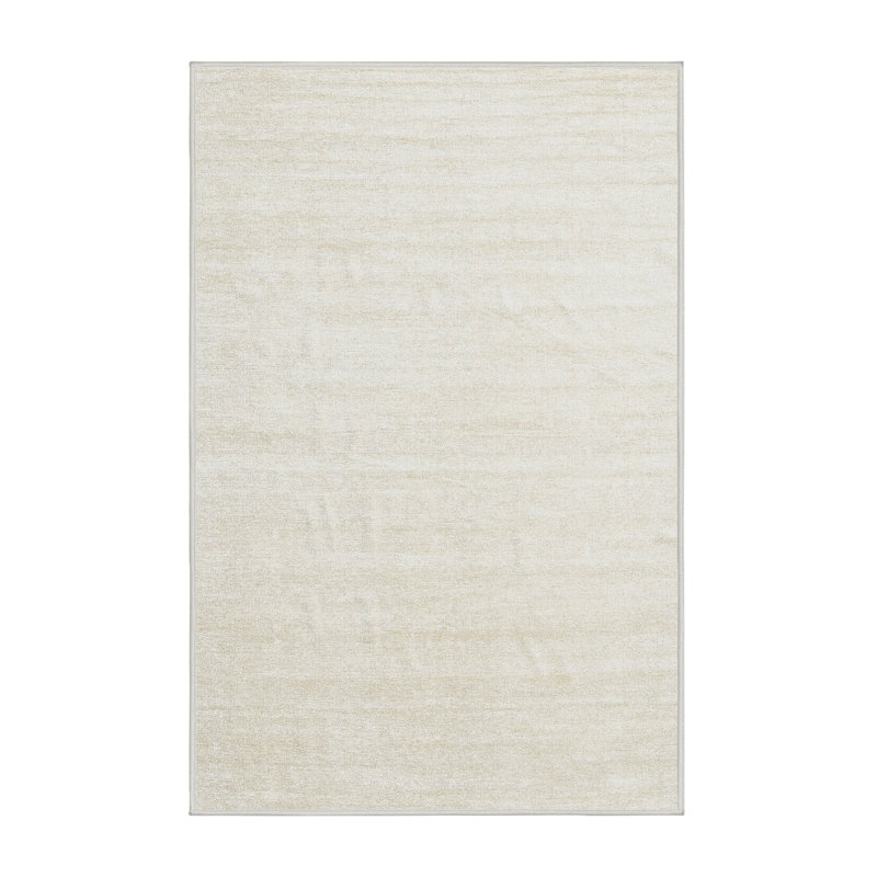 Tapis de zone crème contemporaine, Rectangle 5 pi x 7 pi