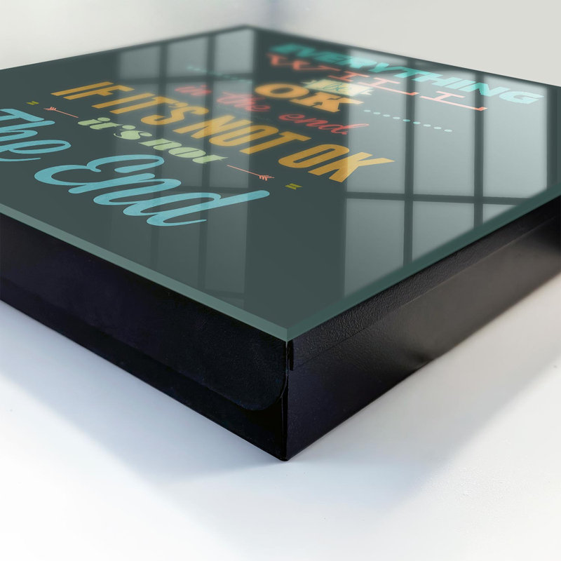Decorative key box for wall, Opens to the left, 30x30x5, Black, Colorful motivational text and energetic composition, 