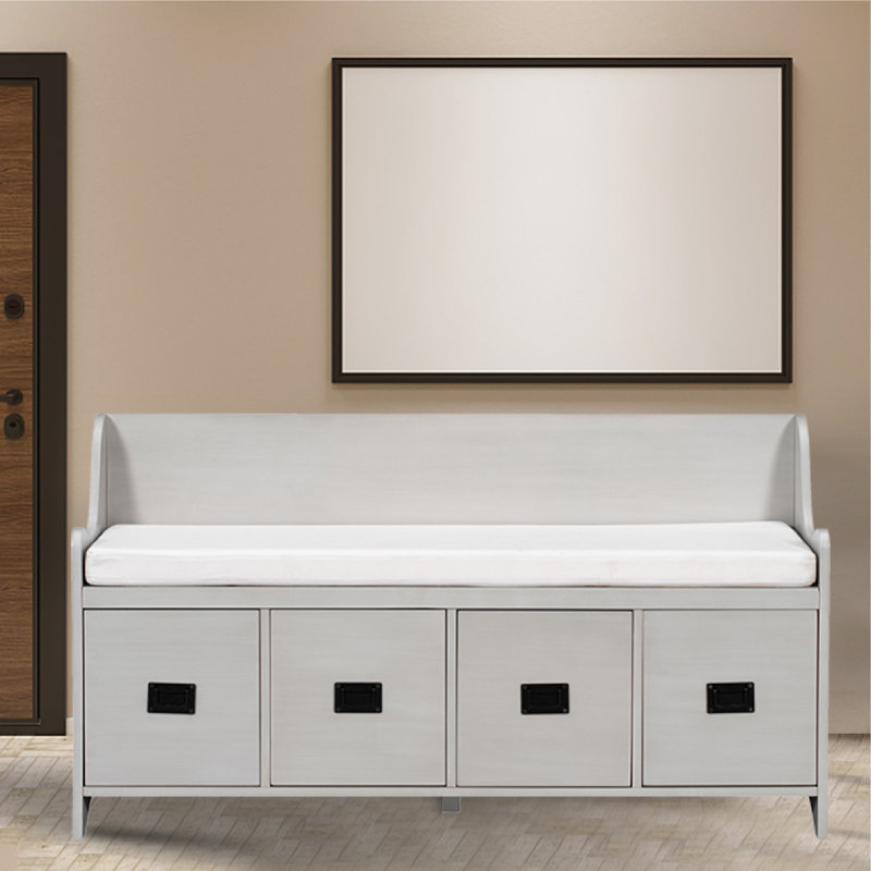 Banc de rangement avec tiroirs Maryory, Gris délavé