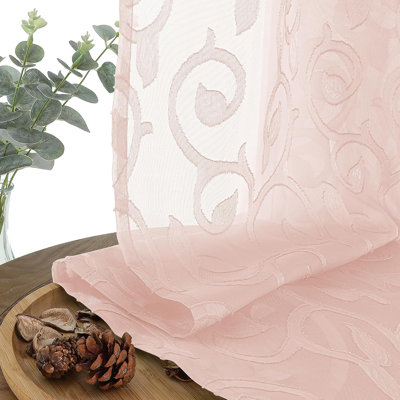 Rideaux Furman Sheer de 213 cm de long pour chambre ou salon, ensemble de 2 panneaux, jacquard rose poudré uni semi-transparents à pinces, rideaux à œillets filtrant la lumière, 107 cm de large x 213 cm de long