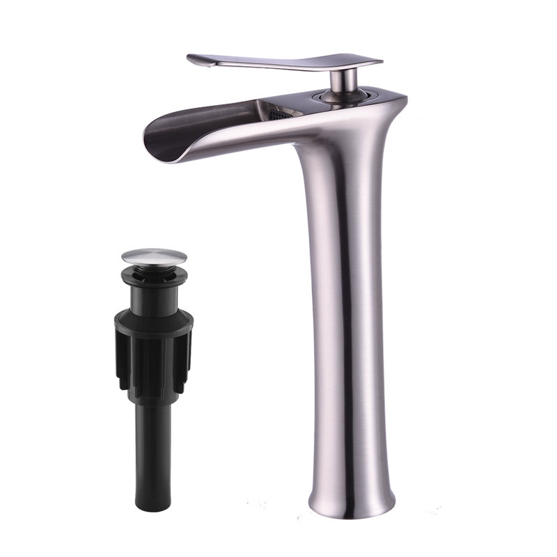 Single-handle Bathroom Faucet with Drain Assembly, Brushed Nickel
