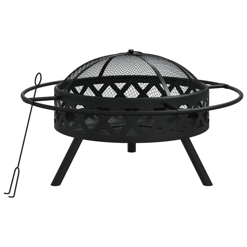 Gayle Fire Pit with Poker XXL Steel, 46" H X 70" W
