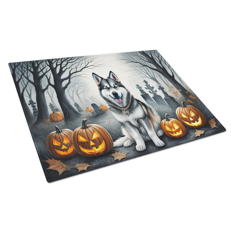Grande planche à découper en verre Alaskan Malamute Spooky Halloween