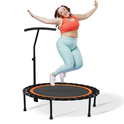 Trampoline de rebond Bungees de 50 po pour adultes d'Advwin, trampoline silencieux de remise en forme avec barre à poignées ajustables, entraînement d'intérieur pour l'entraînement cardio - Limite maximale de 330 lb, orange