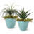 19.5"D Set Of 2 Round Turquoise Faux Ceramic Pot Plastic Planter-378572063-378572062