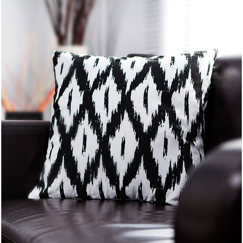 Coussin décoratif Ikat, Noir