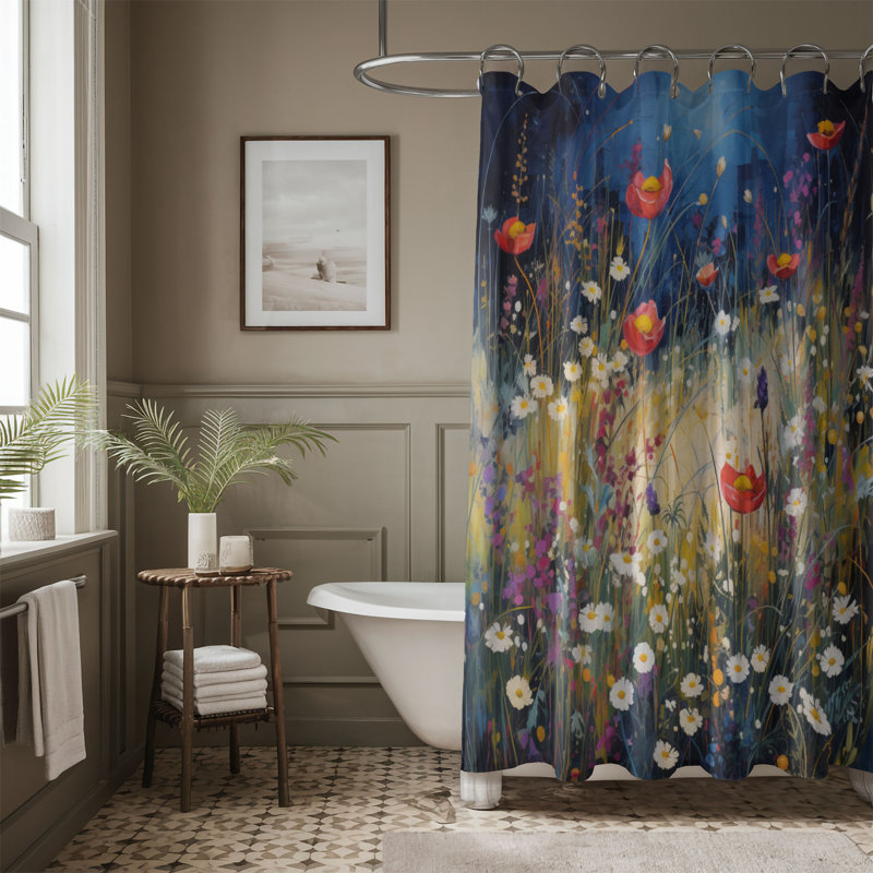 Rideau de douche standard 1 pièce Wildflower, H 74 po x l 71 po