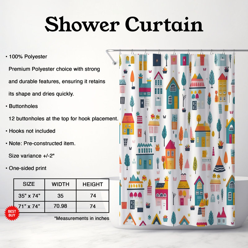 Adorable Room - Rideau de douche Premium, H 74 po x l 71 po