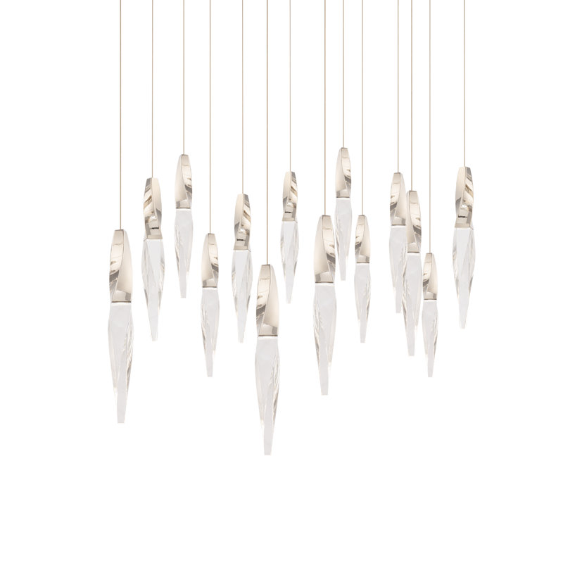 Kindjal 14 Light Crystal LED Multi-Light Pendant, Polished Nickel