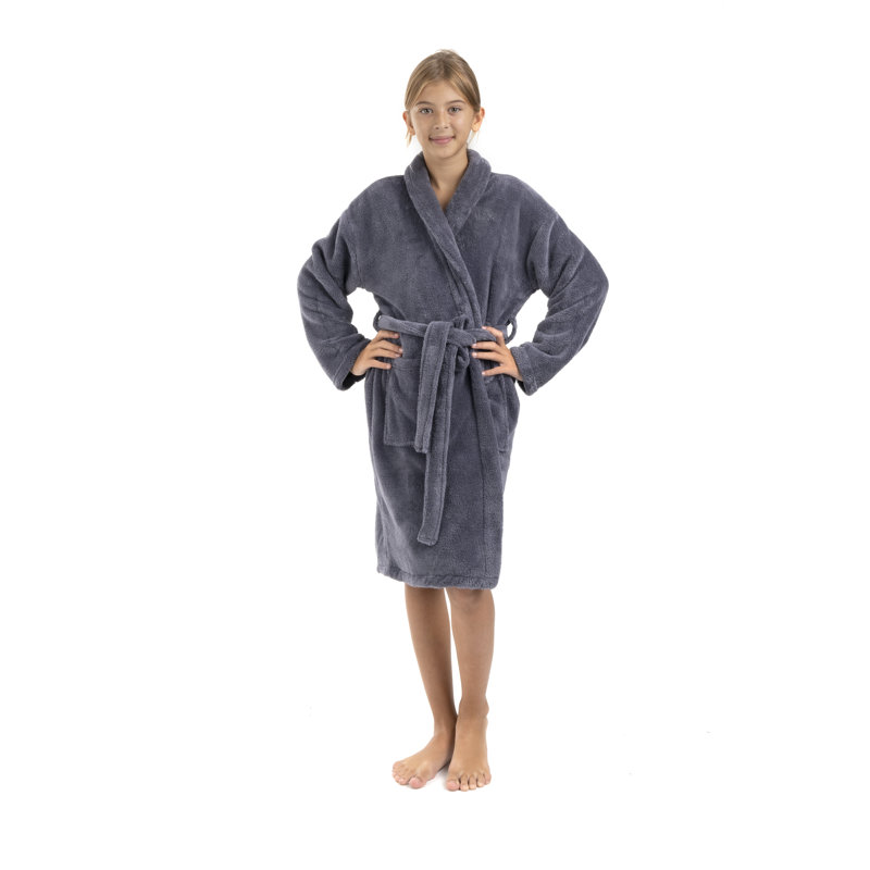 Peignoir en molleton pour enfants châle en molleton pour enfants, Enfants (9 à 12 ans) - Grand, gris