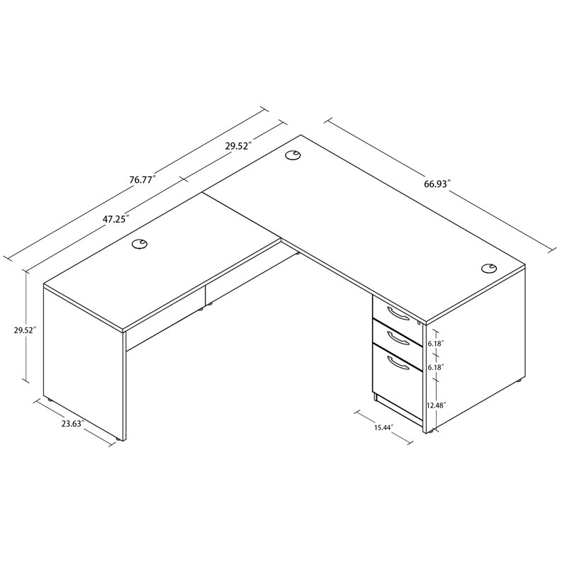 L-Shaped Executive Desk, Gray