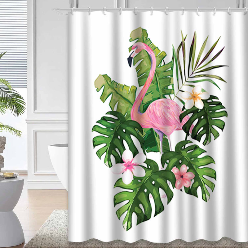Rideau de douche imperméable Aloha Flamingo, L 72 po x l 78 po