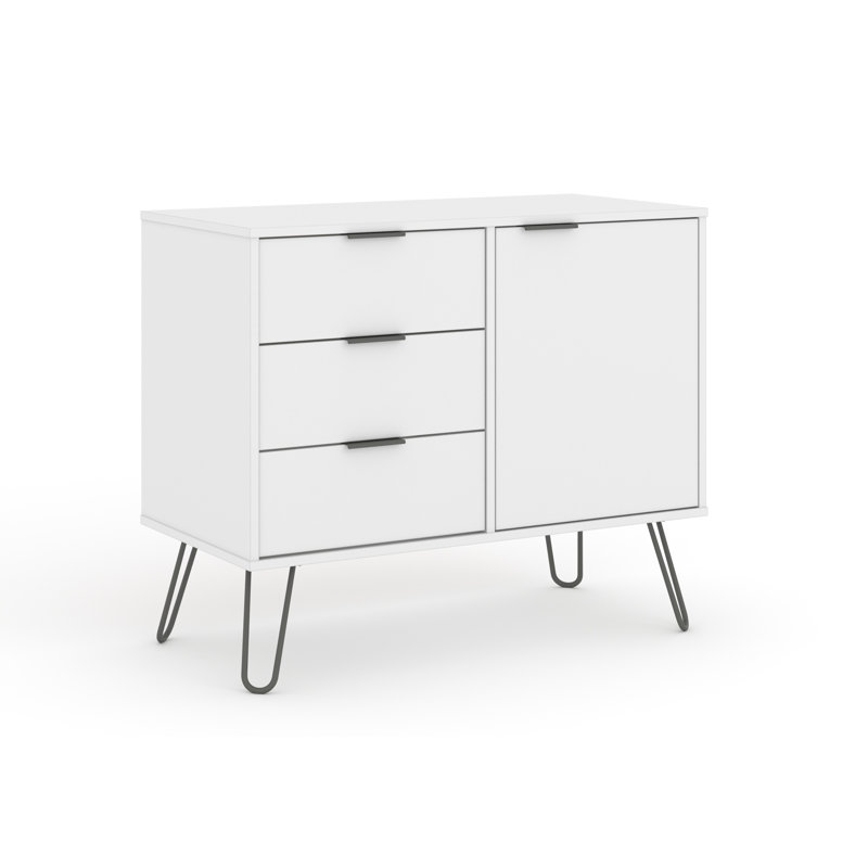 Dufresne Casual Living Small Sideboard with One Door and Three Drawers, White