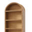 Ensemble de meuble télé 3 pièces avec bibliothèque, centre de divertissement à grain de bois bicolore avec design arqué et portes en verre trempé pour le salon