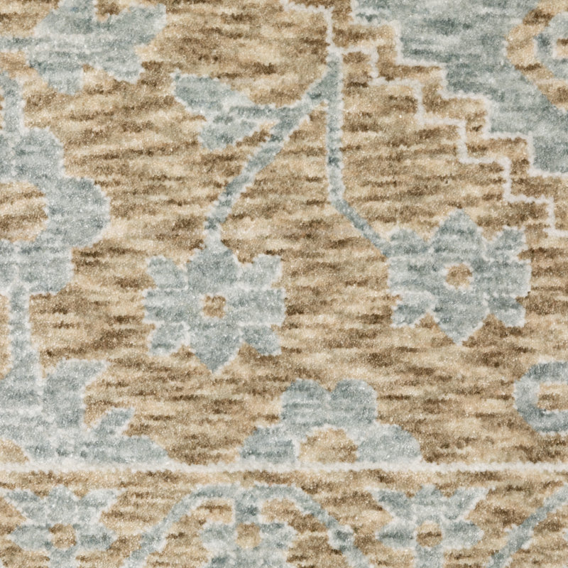 Eidan Global Center Medallion Brown/Pale Blue Area Rug, Rectangle 9'10 x 12'11"