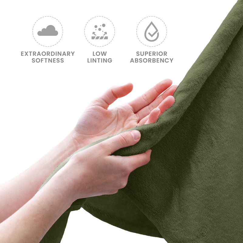 Dark Green Cotton 6-Piece Washcloth and Hand Towel Set